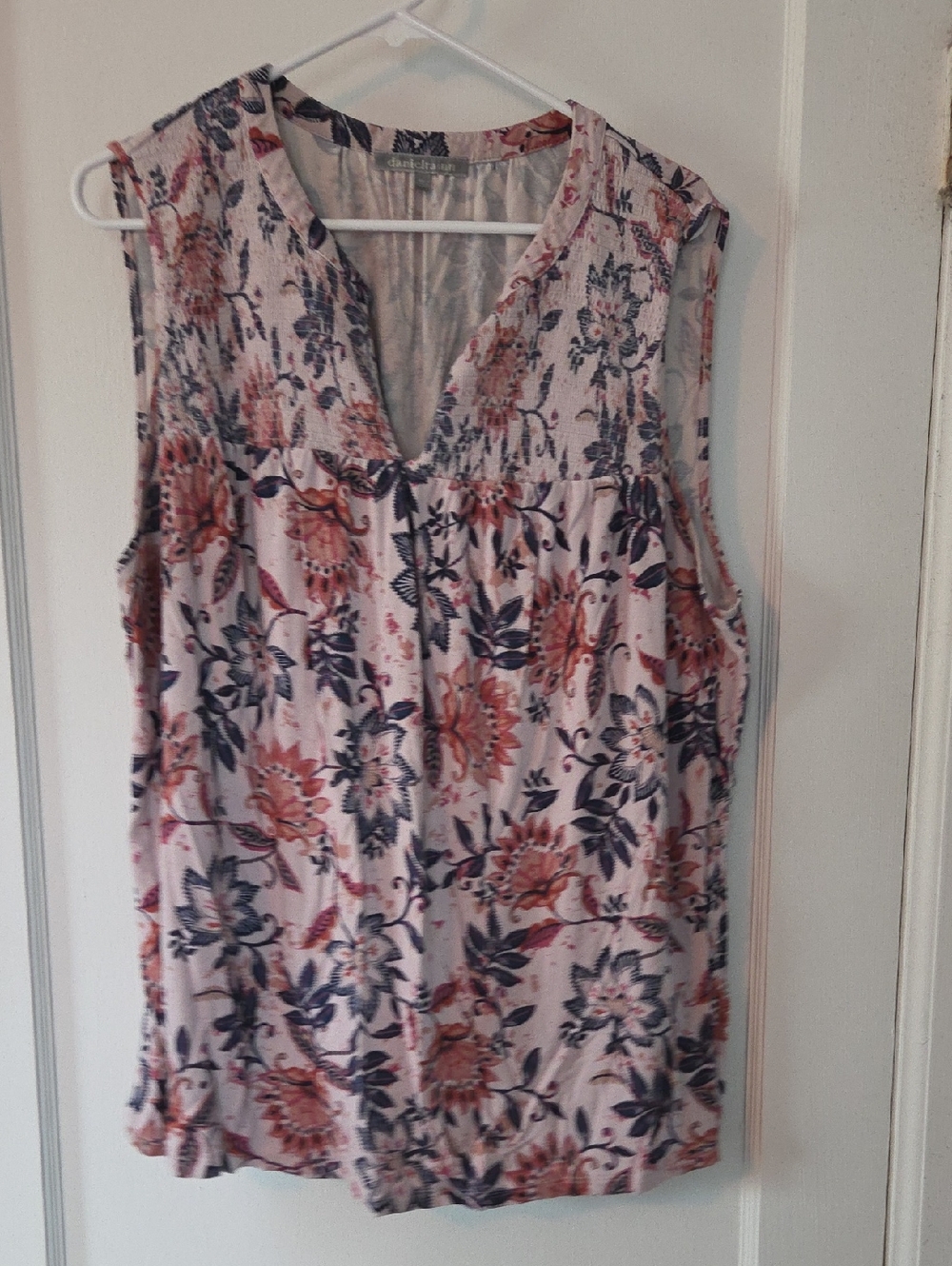 Daniel Rainn Pink and Navy Floral Top